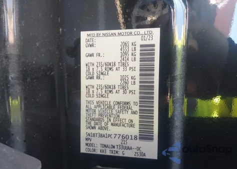 2023 Nissan Rogue Sv Fwd z USA, uszkodzony, nr VIN 5N1BT3BA1PC776018